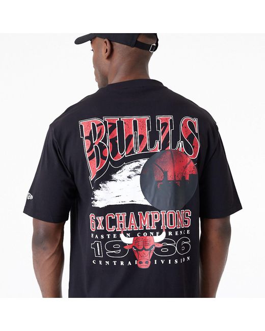 KTZ Blue Chicago Bulls Nba Championship Oversized T-shirt for men