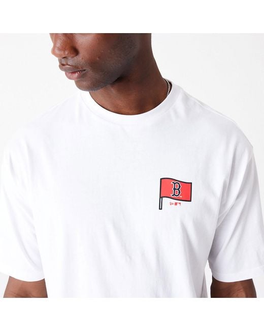 KTZ White Boston Red Sox Mlb Burger Graphic Oversized T-shirt for men