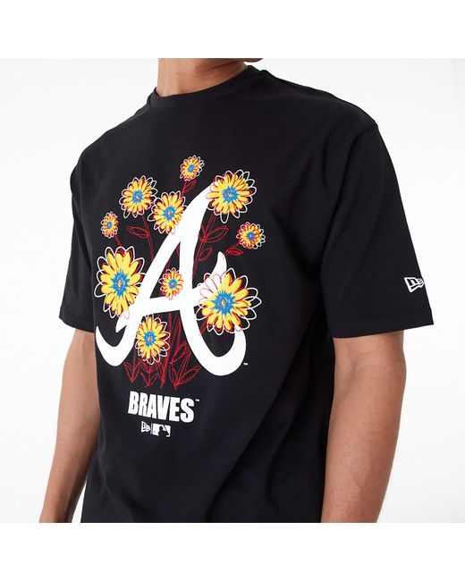 KTZ Atlanta Braves Mlb Floral Logo Oversized T-shirt in Black for Men