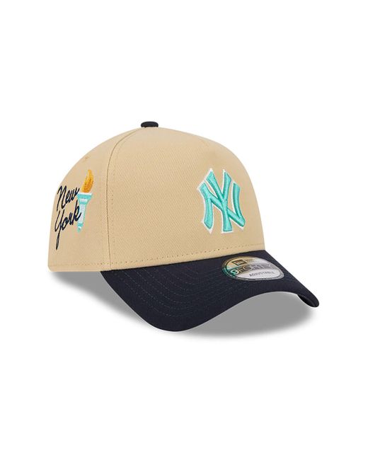 KTZ Blue New York Yankees City Sidepatch Light Beige 9forty A-frame Adjustable Cap for men