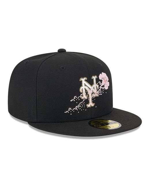 KTZ Black New York Mets Dotted Floral 59fifty Fitted Cap for men