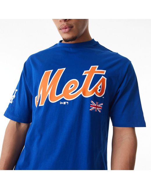 KTZ Blue New York Mets Mlb London Series 2024 Flag Oversized T-shirt for men