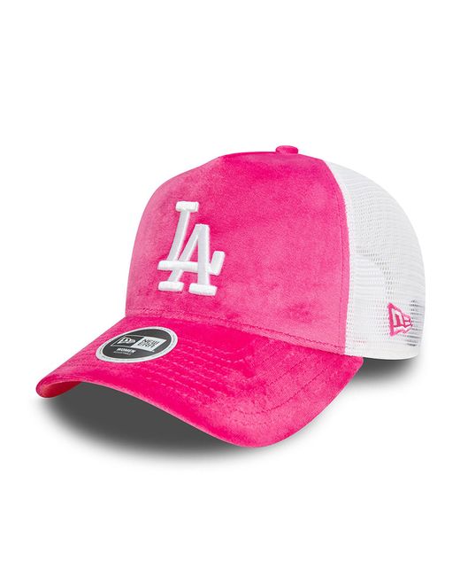 KTZ Pink La Dodgers Womens Velour A-frame Trucker Cap for men
