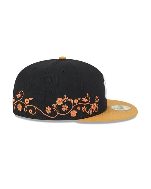 KTZ Black New York Yankees Floral Vine 59fifty Fitted Cap for men