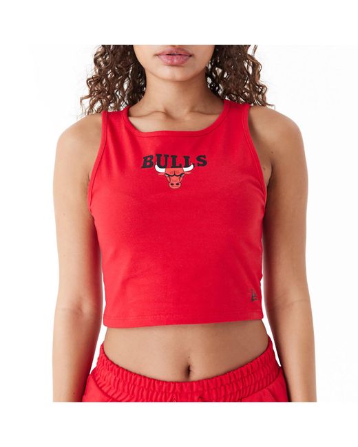KTZ Red Chicago Bulls Womens Nba Team Logo Crop Tank Top for men