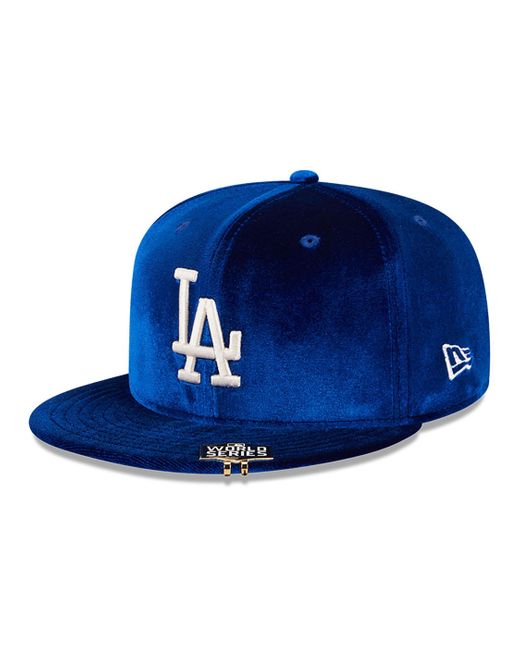 KTZ Blue La Dodgers Velvet Visor Clip 59fifty Fitted Cap for men