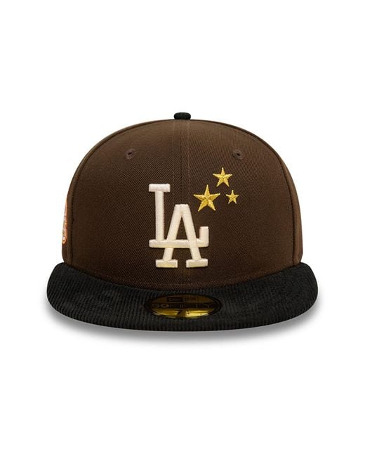 KTZ Brown La Dodgers Mlb Starry Dark 59fifty Fitted Cap for men