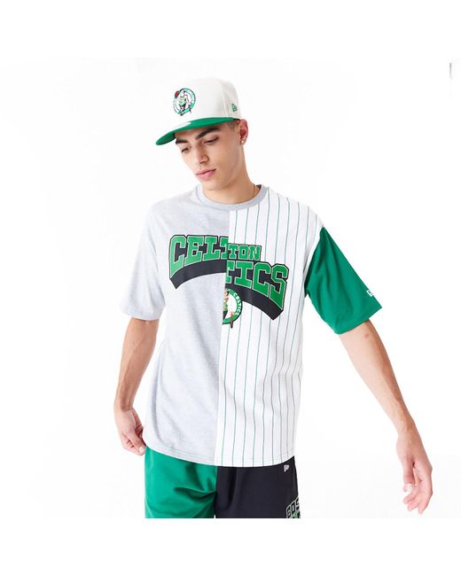 KTZ Green Boston Celtics Nba Half Pinstripe Oversized T-shirt for men