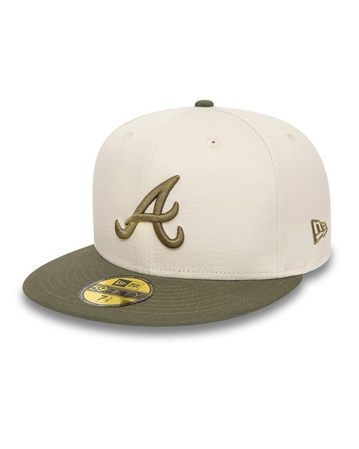 KTZ Natural Atlanta Braves Crown Stone 59fifty Fitted Cap for men