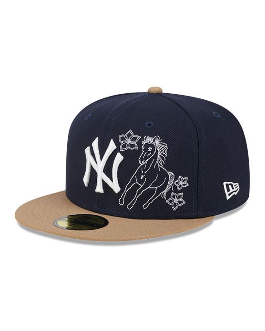KTZ Blue New York Yankees Western Khaki Navy 59fifty Fitted Cap for men