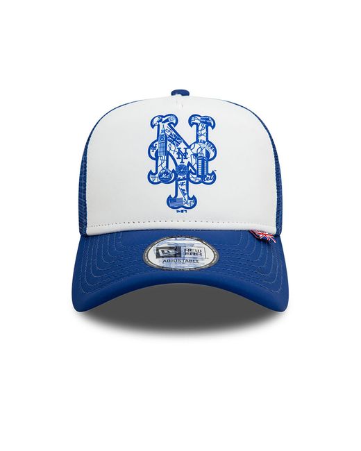 KTZ Blue New York Mets Mlb London Series 2024 9forty A-frame Trucker Cap for men