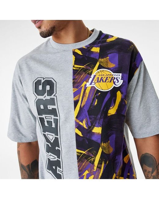 LA Lakers NBA Arch Wordmark Black Oversized T-Shirt