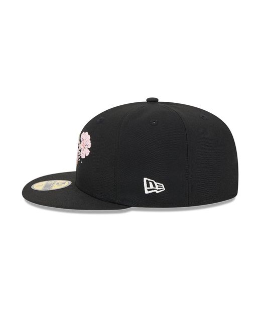 KTZ Black Chicago Cubs Dotted Floral 59fifty Fitted Cap for men