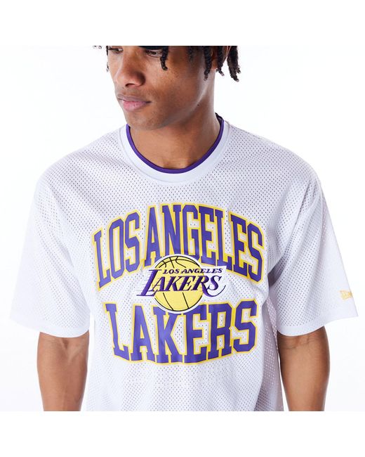 KTZ La Lakers Nba Patch Oversized Mesh T-shirt in White for Men 