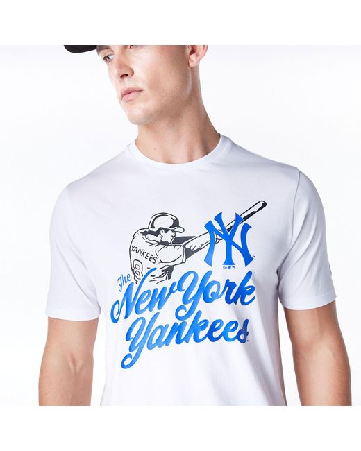 KTZ White New York Yankees Mlb Baseball Graphic And Blue T-shirt for men