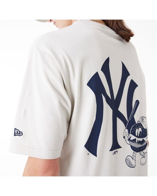 KTZ White New York Yankees Mlb Food Graphic Stone Oversized T-shirt for men