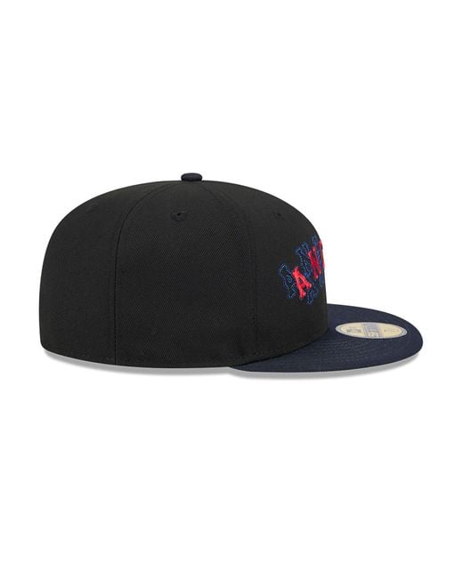 KTZ Black La Angels Shadow Stitch 59fifty Fitted Cap for men