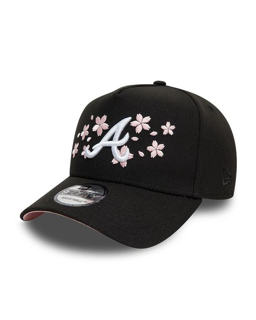 KTZ Black Atlanta Braves Cherry Blossom 9forty A-frame Adjustable Cap for men