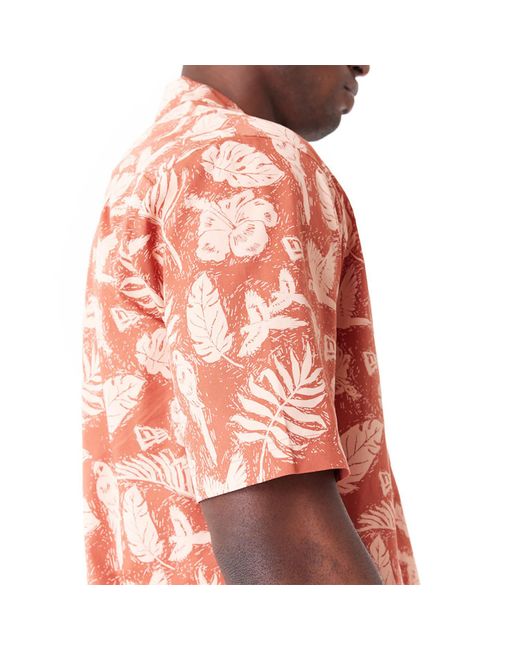 KTZ Pink New Era All Over Print Woven Short Sleeve Shirt for men