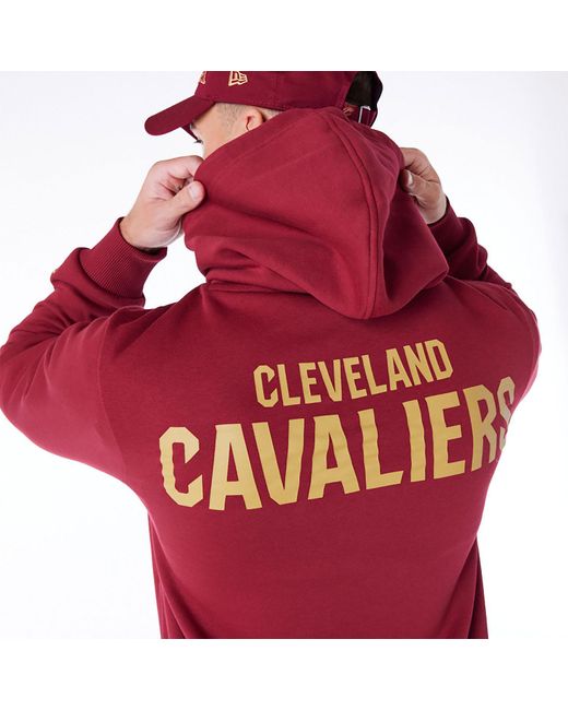 KTZ Red Cleveland Cavaliers Nba Paris Games Dark Pullover Hoodie for men