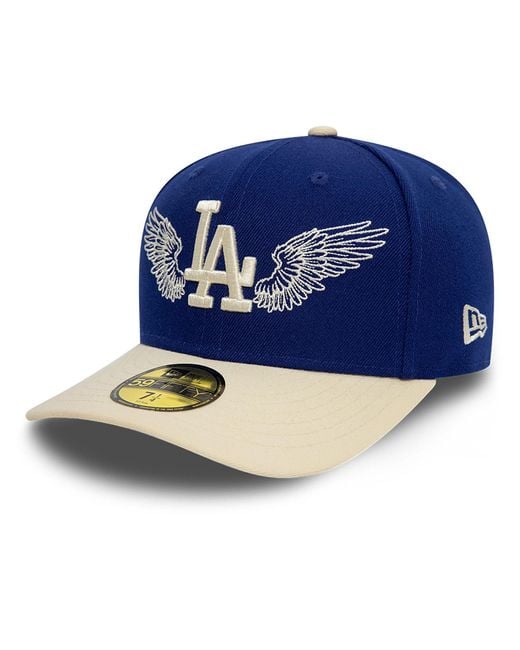 KTZ Blue La Dodgers Team Wings Dark 59fifty Fitted Cap for men