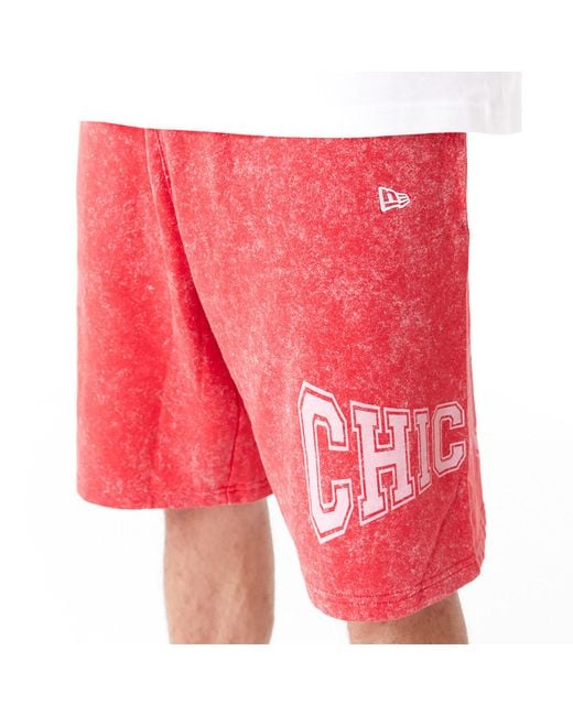KTZ Red Chicago Bulls Nba Washed Shorts for men