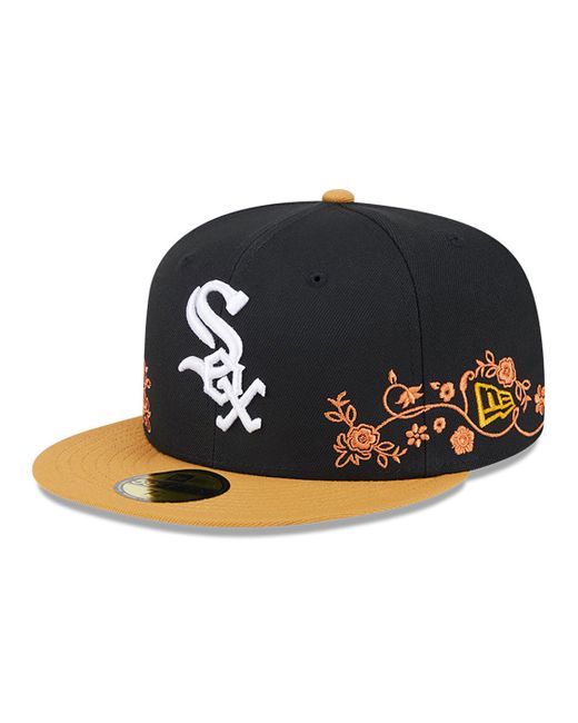 KTZ Black Chicago White Sox Floral Vine 59fifty Fitted Cap for men