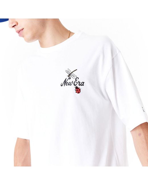 KTZ White New Era Floral Graphic Oversized T-shirt for men