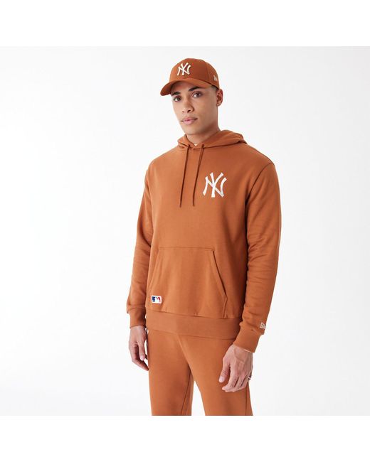 KTZ Brown New York Yankees League Essential Oversized Pullover Hoodie for men
