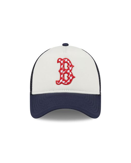 KTZ Blue Boston Red Sox Check Flag Navy 9forty A-frame Adjustable Trucker Cap for men