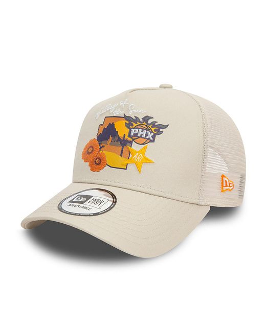 KTZ Metallic Phoenix Suns Nba Team Logo Light Beige A-frame Trucker Cap for men