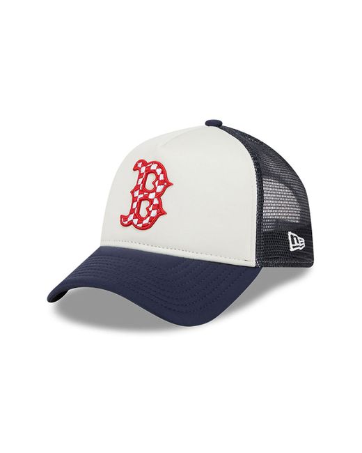 KTZ Blue Boston Red Sox Check Flag Navy 9forty A-frame Adjustable Trucker Cap for men