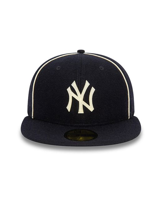 KTZ Black New York Yankees Team Piping Wool Navy 59fifty Fitted Cap for men