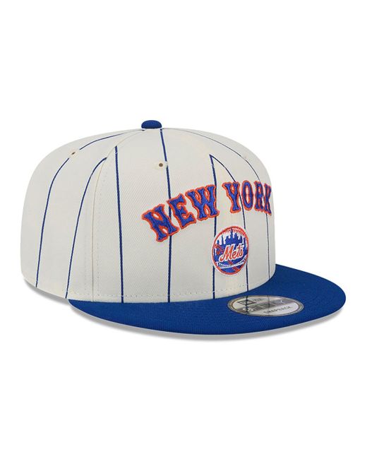 KTZ Blue New York Mets Jersey Pinstripe Chrome 9fifty Snapback Cap for men