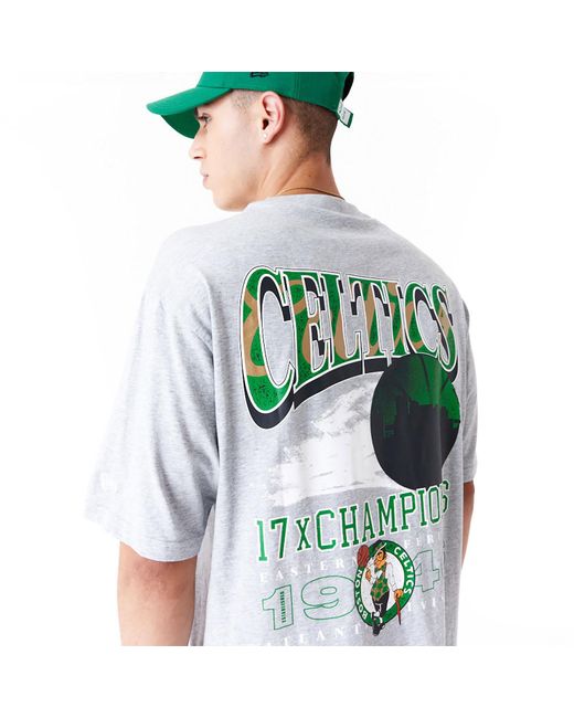 KTZ Blue Boston Celtics Nba Championship Oversized T-shirt for men