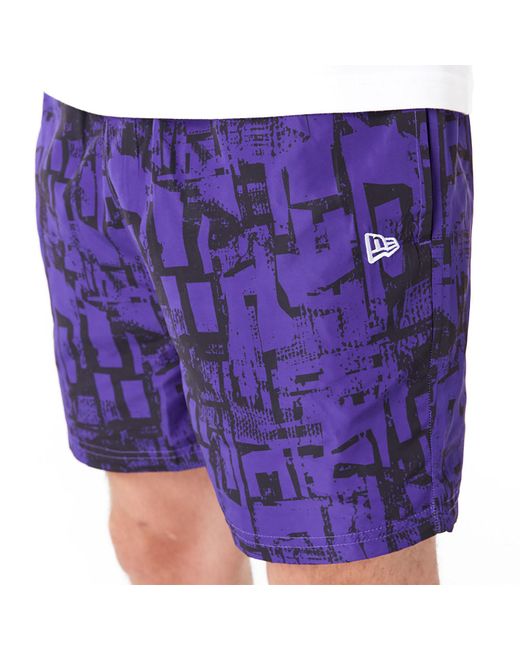 KTZ Blue La Lakers Nba All Over Print Shorts for men