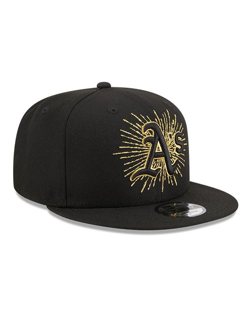 KTZ Black Oakland Athletics Metallic Logo 9fifty Snapback Cap for men
