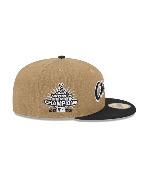 KTZ Green Chicago White Sox Canvas Crown Beige 59fifty Fitted Cap for men