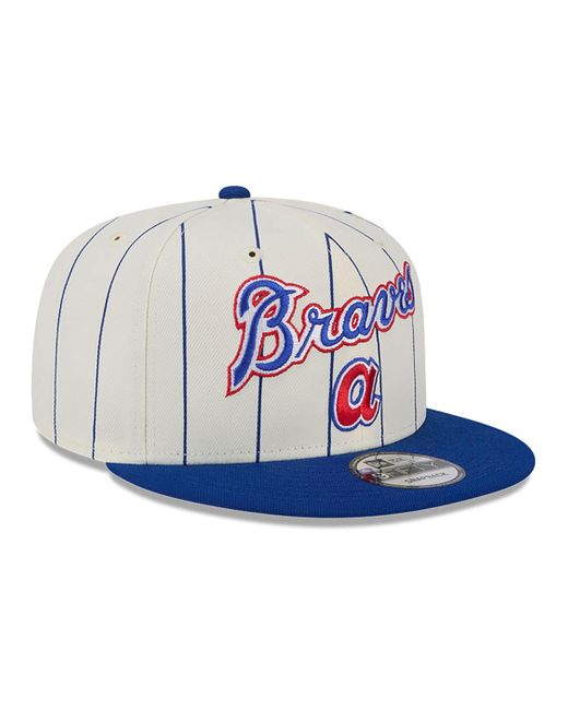 KTZ Blue Atlanta Braves Jersey Pinstripe Chrome 9fifty Snapback Cap for men
