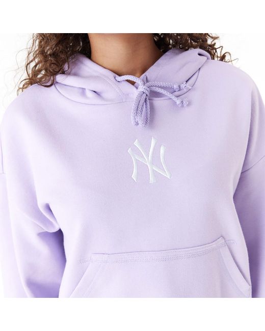 KTZ Purple New York Yankees Mlb Lifestyle Womens Crop Pullover Hoodie for men