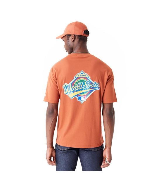 KTZ Orange New York Yankees Mlb World Series Oversized T-shirt for men