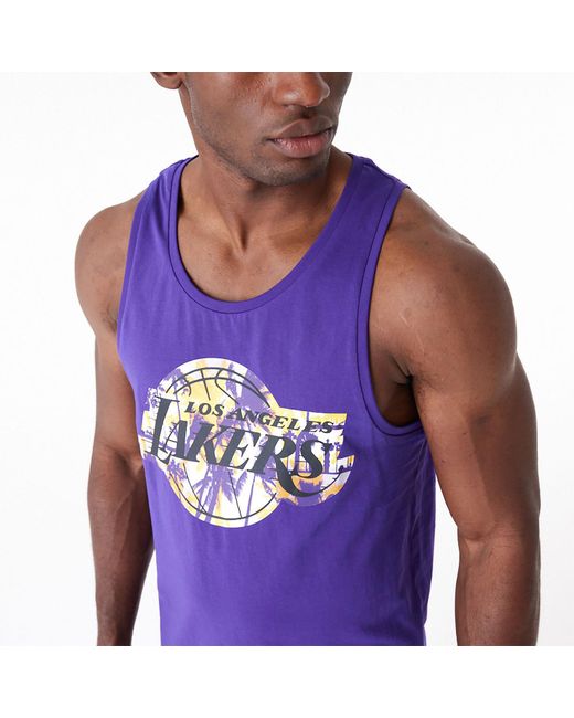 KTZ Purple La Lakers Nba Palm Tree Infill Tank Top for men