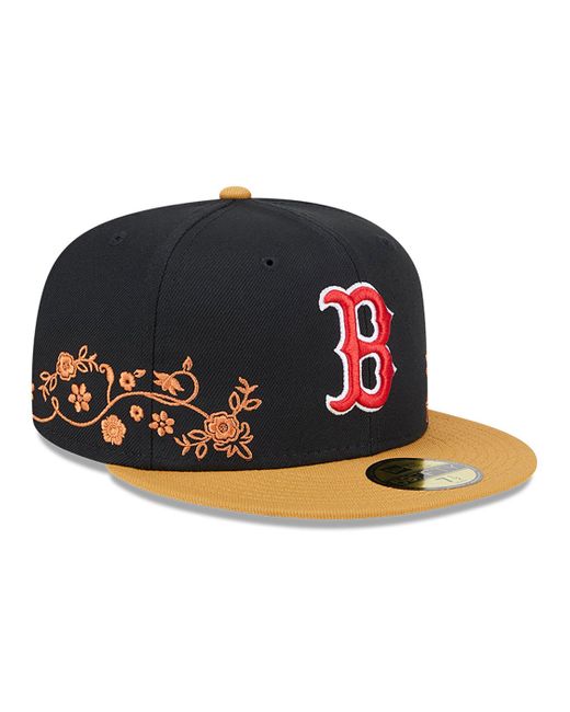 KTZ Black Boston Red Sox Floral Vine 59fifty Fitted Cap for men