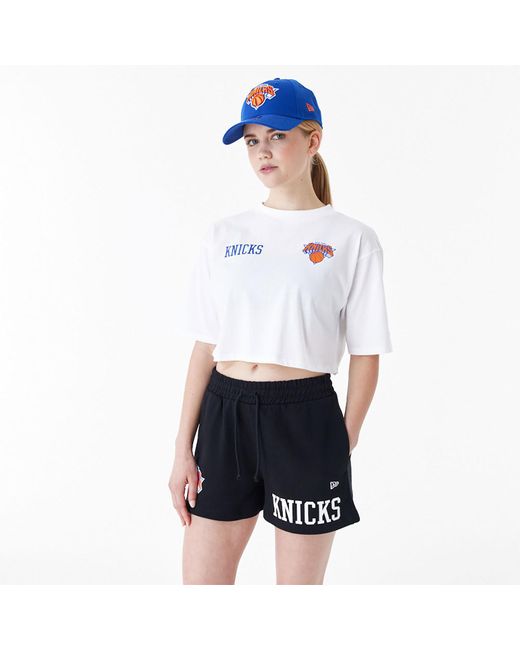 KTZ White New York Knicks Womens Nba Team Logo Crop T-shirt for men