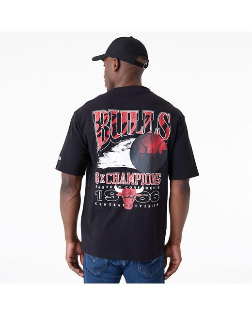KTZ Blue Chicago Bulls Nba Championship Oversized T-shirt for men