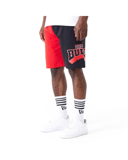 KTZ Red Chicago Bulls Nba Graphic Shorts for men