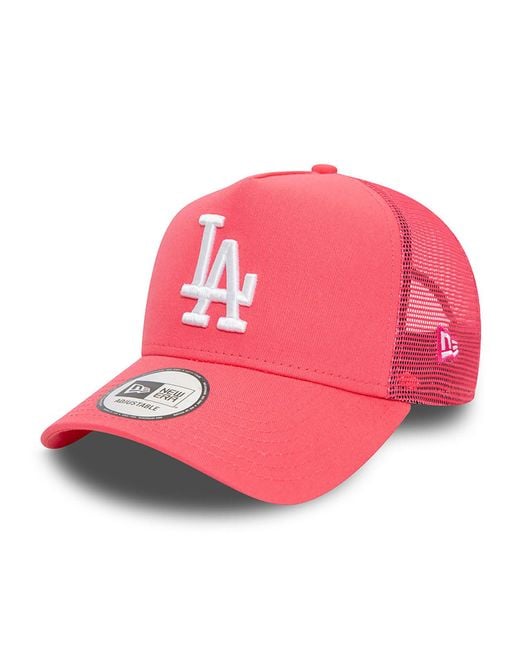 KTZ Pink La Dodgers League Essential A-frame Trucker Cap for men