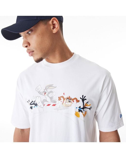 KTZ White Multi Character Team Looney Tunes Oversized T-shirt for men