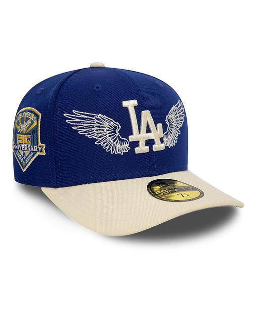 KTZ Blue La Dodgers Team Wings Dark 59fifty Fitted Cap for men