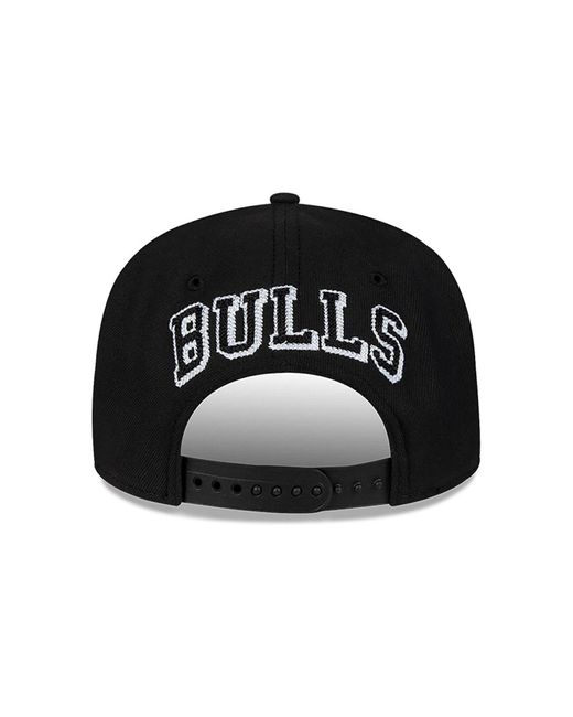 KTZ Black Chicago Bulls Chain Stitch 9fifty Snapback Cap for men